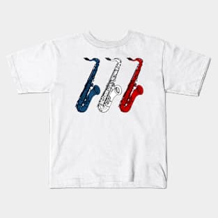 Saxophone French Flag Saxophonist Sax Player France Kids T-Shirt